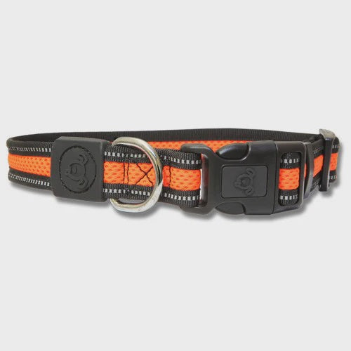 DOG COLLAR LARGE DBL LAYER RFL ORANGE