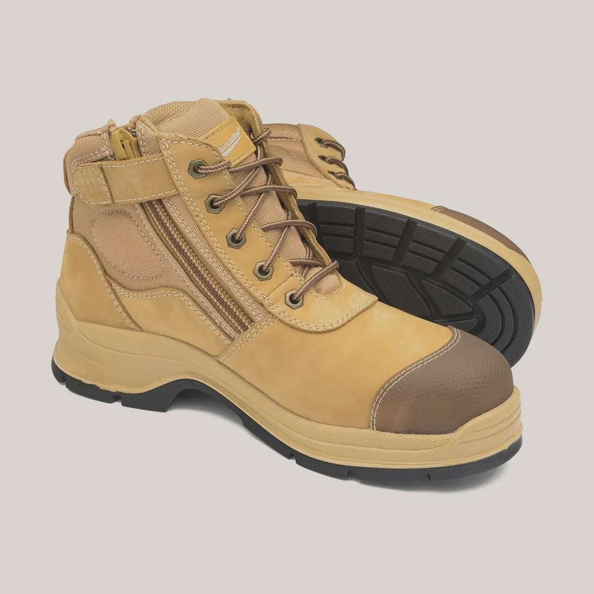 BLUNDSTONE 318 UNISEX ZIP UP SERIES SAFETY BOOTS WHEAT SIZE 7.5