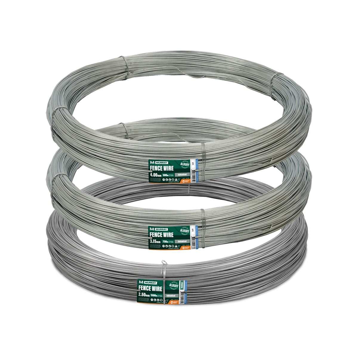 FENCE WIRE 2.50MM MEDIUM TENSILE STD GALV 1500M