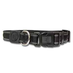 DOG COLLAR LARGE DBL LAYER RFL BLACK